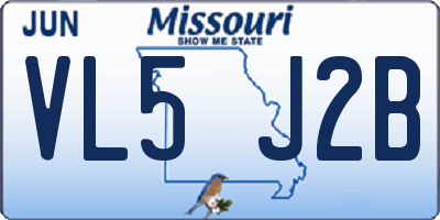 MO license plate VL5J2B