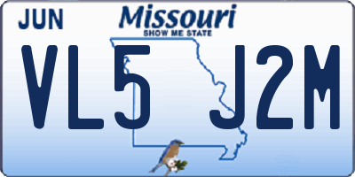 MO license plate VL5J2M