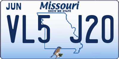 MO license plate VL5J2O