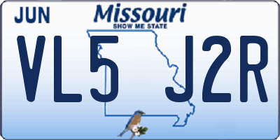 MO license plate VL5J2R