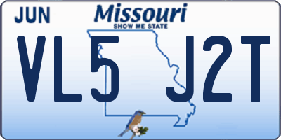 MO license plate VL5J2T