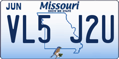 MO license plate VL5J2U