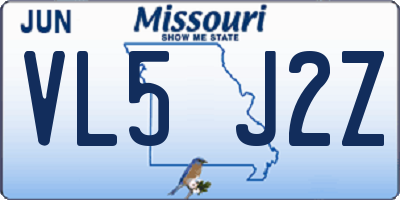 MO license plate VL5J2Z