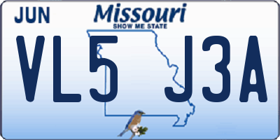 MO license plate VL5J3A
