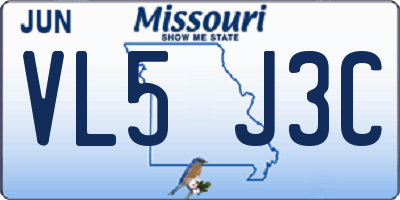 MO license plate VL5J3C