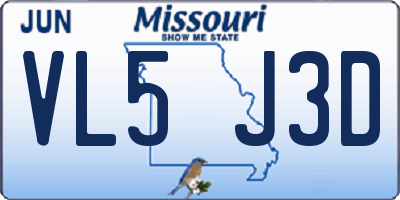MO license plate VL5J3D