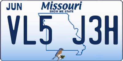 MO license plate VL5J3H
