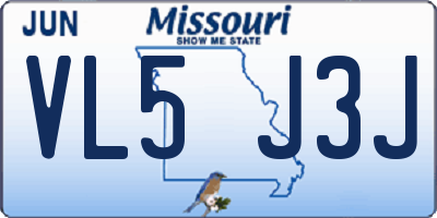 MO license plate VL5J3J