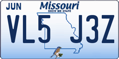 MO license plate VL5J3Z