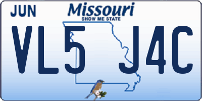 MO license plate VL5J4C