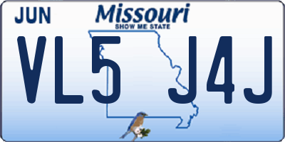 MO license plate VL5J4J