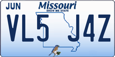 MO license plate VL5J4Z