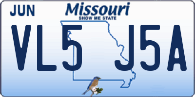 MO license plate VL5J5A