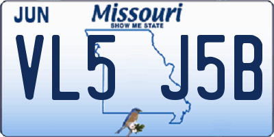 MO license plate VL5J5B