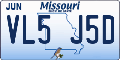 MO license plate VL5J5D