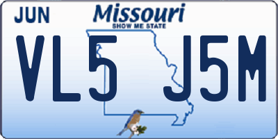 MO license plate VL5J5M