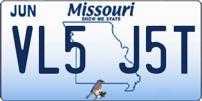 MO license plate VL5J5T