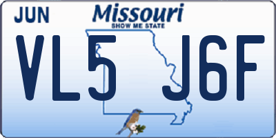 MO license plate VL5J6F