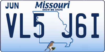 MO license plate VL5J6I