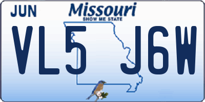 MO license plate VL5J6W