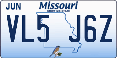 MO license plate VL5J6Z