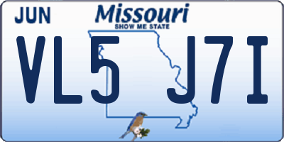 MO license plate VL5J7I