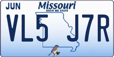 MO license plate VL5J7R