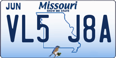 MO license plate VL5J8A