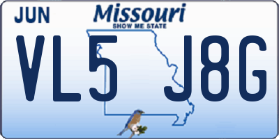 MO license plate VL5J8G