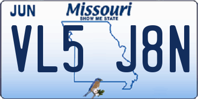 MO license plate VL5J8N