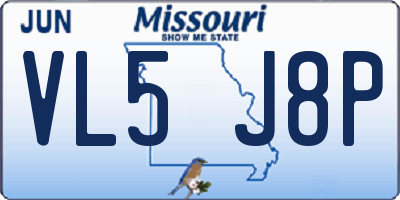 MO license plate VL5J8P