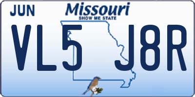 MO license plate VL5J8R