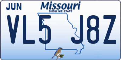MO license plate VL5J8Z