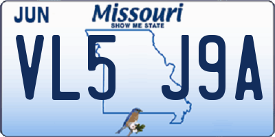 MO license plate VL5J9A