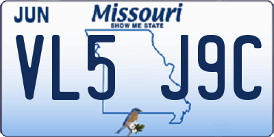 MO license plate VL5J9C