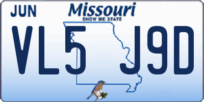 MO license plate VL5J9D