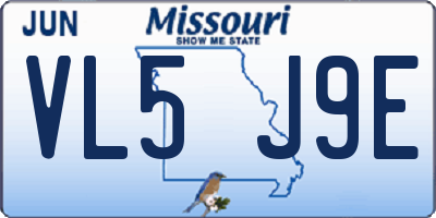MO license plate VL5J9E