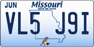 MO license plate VL5J9I