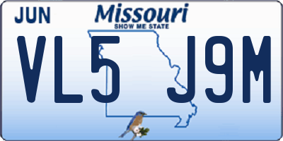 MO license plate VL5J9M