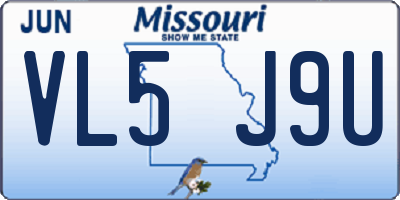 MO license plate VL5J9U