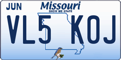 MO license plate VL5K0J