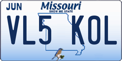 MO license plate VL5K0L