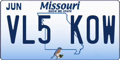 MO license plate VL5K0W