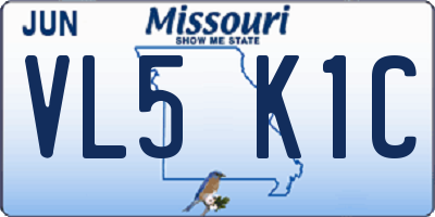 MO license plate VL5K1C