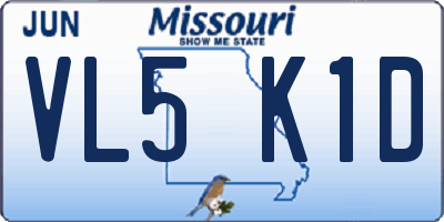 MO license plate VL5K1D