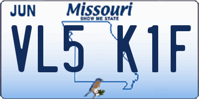 MO license plate VL5K1F