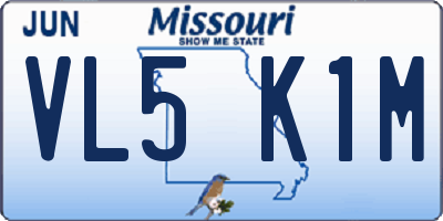 MO license plate VL5K1M