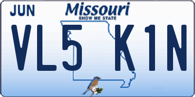MO license plate VL5K1N