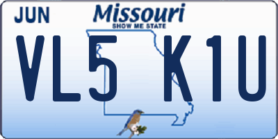 MO license plate VL5K1U