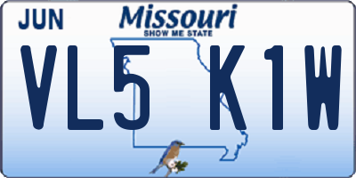 MO license plate VL5K1W